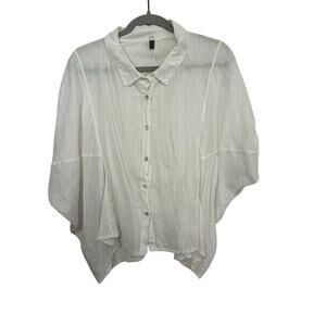 Inizio Women's White 100% Linen made in Italy Button Up Cropped Top Size Small